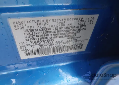 2020 Nissan Sentra Sv Xtronic Cvt z USA, uszkodzony, nr VIN 3N1AB8CV9LY309354